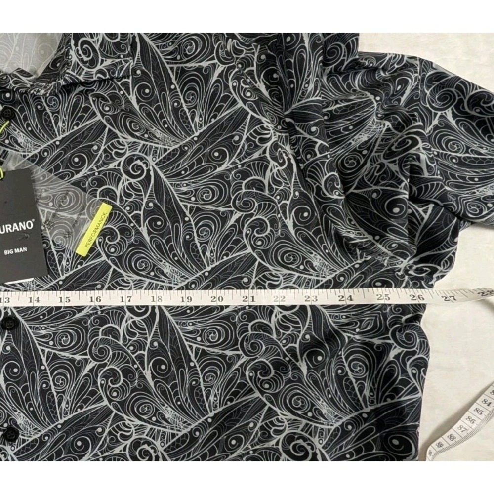 Murano Performance Button Up Shirt Black White Swirl Long Sleeve 2XB - Picture 4 of 12